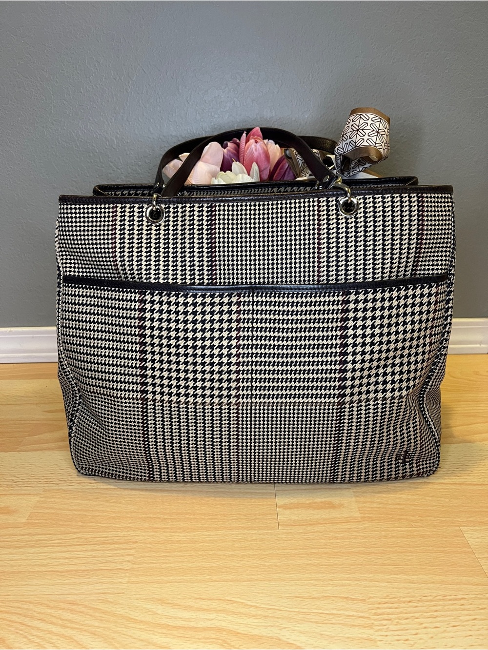 Lauren Ralph Lauren Brown Plaid Tote